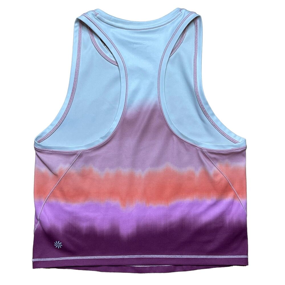 Athleta Shanti Tie Dye Sea Spray Crop Tank Racer Back Size S Fitted Workout - Picture 3 of 7